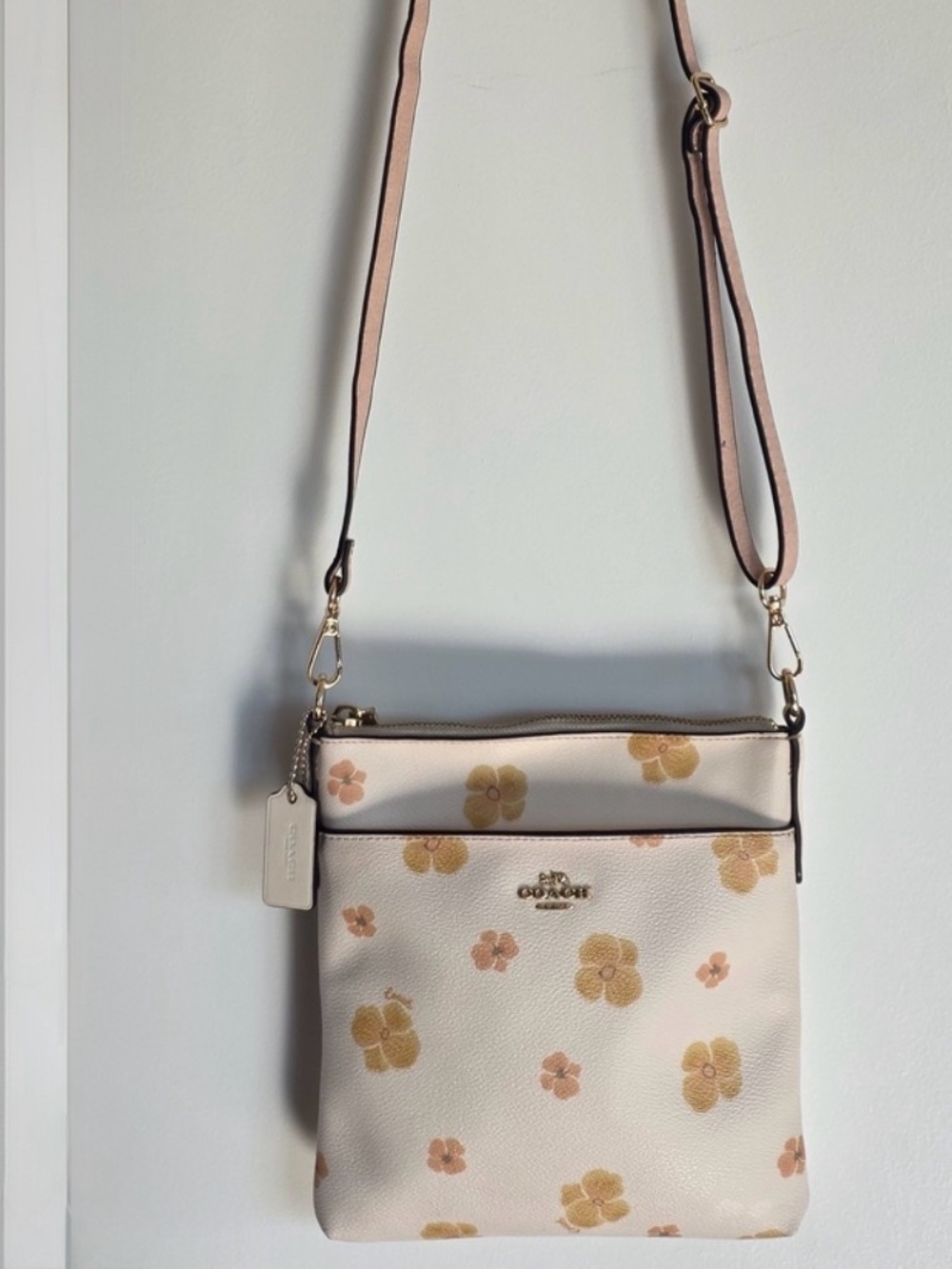 Coach Floral Crossbody Bag in Cream and Pink